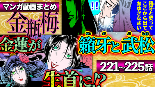 NEWノーカット版【金瓶梅221〜225話】耳飾りの男が3人に金蓮を次々と｜美と泥亀｜霊媒師少年と生首金蓮｜不思議な色の瞳を持つ女となぞかけ恋｜春梅が解明！ネズミ下女事件etc